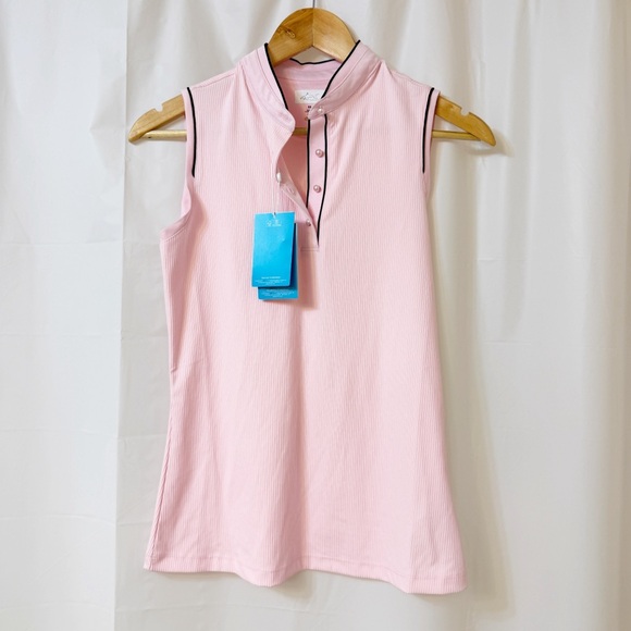 Greg Norman Collection Tops - Greg Norman Baby Pink Ribbed Sleeveless Golf Top Extra Small NWT